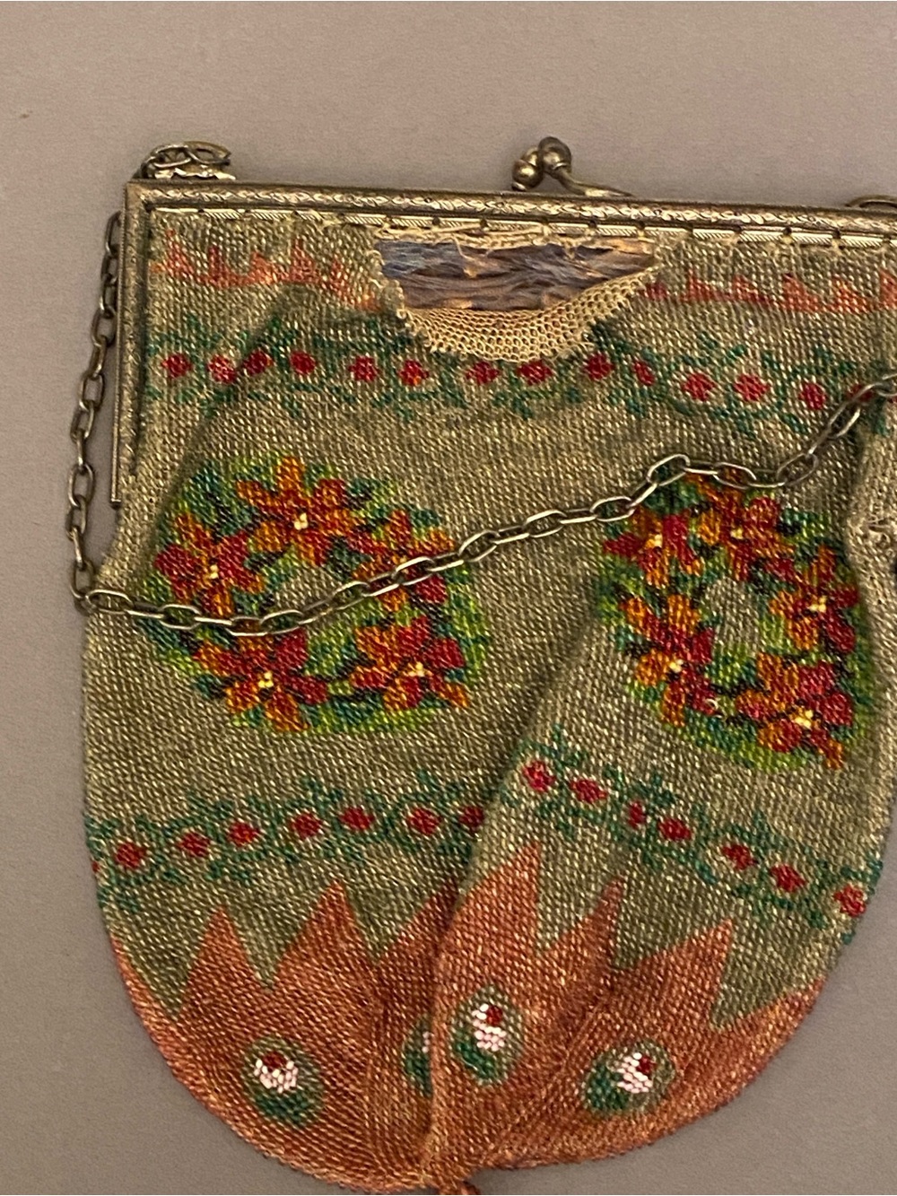 Antique Micro Beaded Floral Purse Victorian Design with Ornate Detail As-Is - Picture 4 of 15